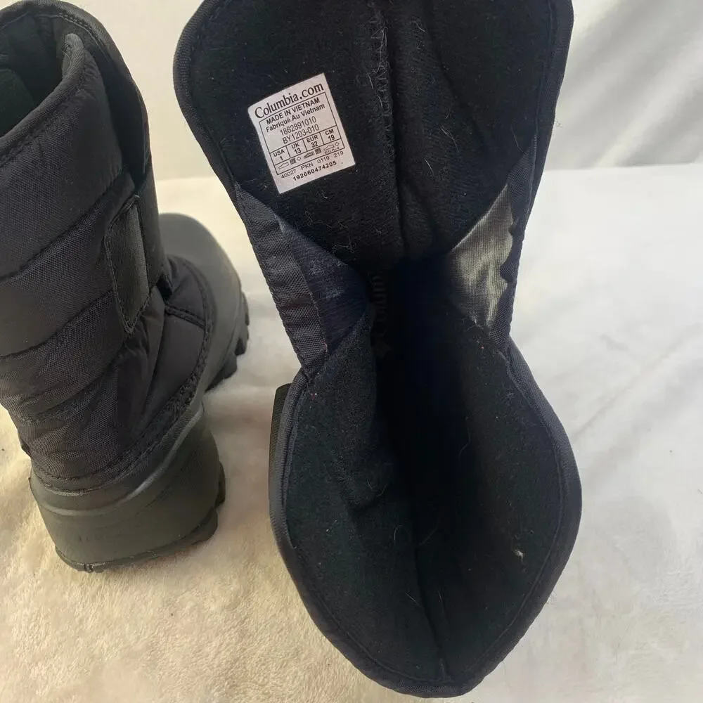 Columbia Kids Rope Tow Kruser 2 Boys Sz 1 Snow Boots Black Waterproof Insulated